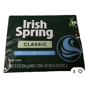 Irish Spring Classic Moisture Blast Bar Soap 3.2 oz Bars Pack of 2 New